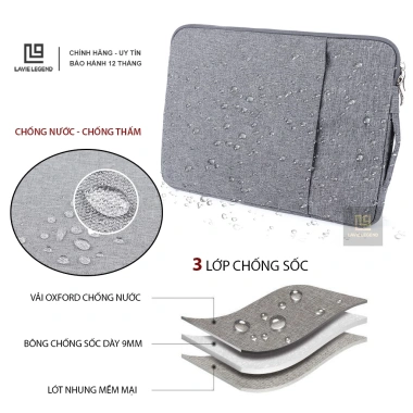 Túi chống sốc laptop 14-15.6 inch 2 ngăn, quai xách, chất liệu chống nước 92.999₫