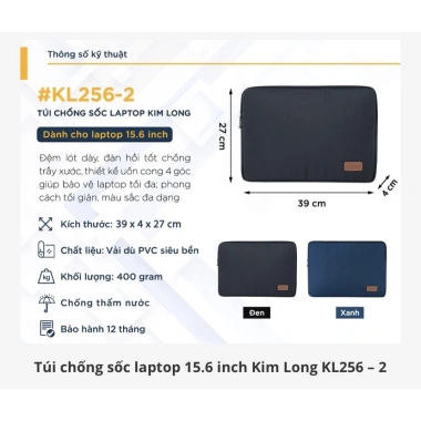 Túi chống sốc laptop 15.6 inch Kim Long KL256 - Bảo vệ tối ưu, giá chỉ 160.000₫