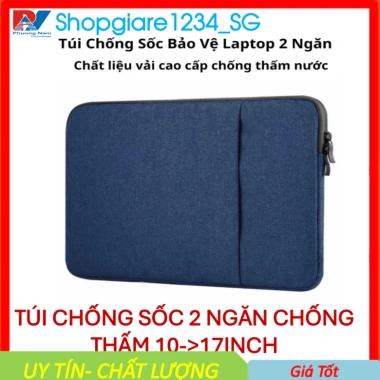 Túi chống sốc laptop cao cấp khóa zip 2 ngăn, siêu dày siêu bền, đa màu 10-17.3 Full Size - Giá ưu đãi 48k