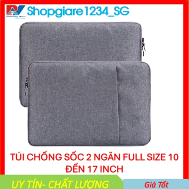 Túi chống sốc laptop cao cấp khóa zip 2 ngăn, siêu dày siêu bền, đa màu 10-17.3 Full Size - Giá ưu đãi 48k
