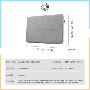 Túi chống sốc laptop DYLO8 13-16 inch, chống thấm nước, lót nhung, chống trầy xước 2