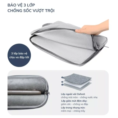 Túi Chống Sốc Laptop VARO 2 Ngăn Đệm 3 Lớp Kháng Nước 13-15.6 Inch - Giá 155k