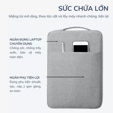 Túi Chống Sốc Laptop VARO 2 Ngăn Đệm 3 Lớp Kháng Nước 13-15.6 Inch - Giá 155k