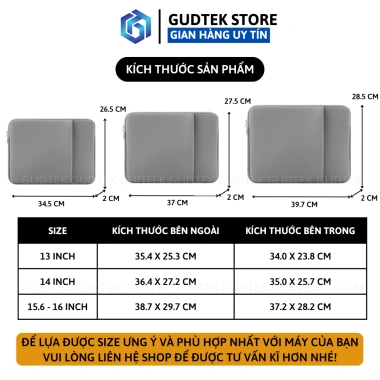 Túi Chống Sốc Neoprene Basic 1-2 Ngăn Laptop Macbook – Chống Chấn Góc, Chống Trầy Xước, Giá 115k