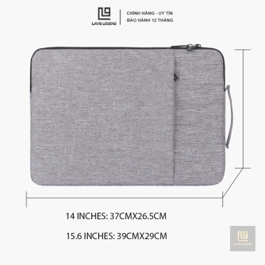 Túi chống sốc Tab Laptop 2 ngăn quai xách chống nước 13.3-15.6 màu xám, 43.000₫