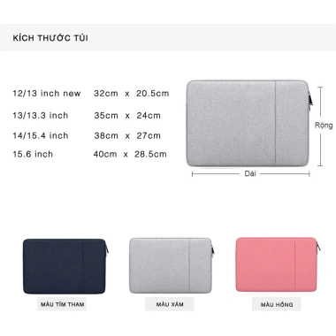 Túi chống sốc Tab Laptop 2 ngăn quai xách chống nước 13.3-15.6 màu xám, 43.000₫