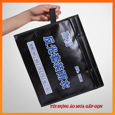 Túi chống thấm đựng quần áo mưa nhỏ gọn, màu đen, phù hợp cốp xe và ba lô