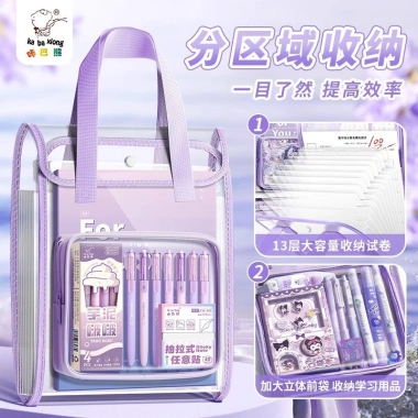 Túi Clear Bag Cầm Tay 13 Ngăn Ngang Tài liệu A4 Chống Nước Màu Tím - 71.583 VND 2