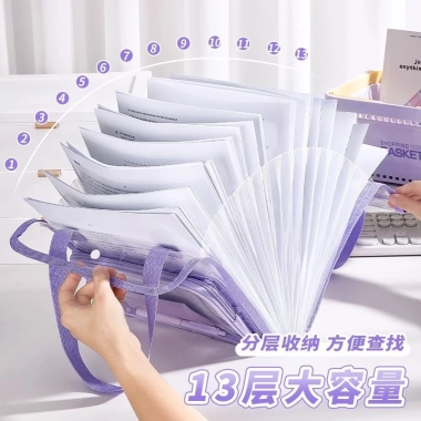 Túi Clear Bag Cầm Tay 13 Ngăn Ngang Tài liệu A4 Chống Nước Màu Tím - 71.583 VND 3