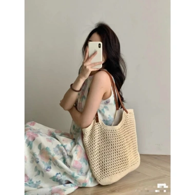 Túi Cói Đan Lưới Size To Cotton Bền, Đi Biển Mùa Hè - Giảm Đặc Biệt 199k 6