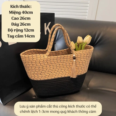 Túi Cói Đeo Chéo Nữ Vintage KAHAT, Khóa Tiện Lợi, Phù Hợp Du Lịch – Chỉ 87.220₫