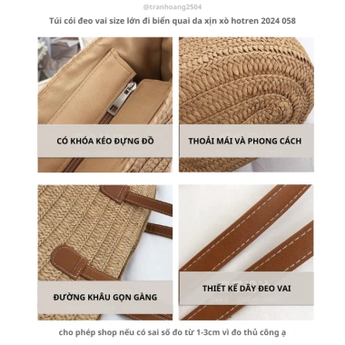 Túi Cói Đeo Vai Size Lớn Mã 058 Đi Biển Quai Da Xịn Xò Hotren 2.024 Giảm Giá
