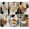 Túi cói đi biển kẻ sọc size to đeo vai, khóa kéo tiện lợi, giảm giá 106.000₫