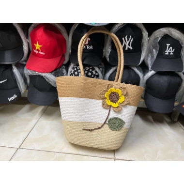 Túi Cói Đi Biển Sang Chảnh - Thiết Kế Hoa Hướng Dương, Giá Chỉ 99k