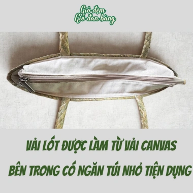 Túi cói đi biển siêu rẻ, vải lót bền, khóa kéo an toàn – chỉ 79.000₫