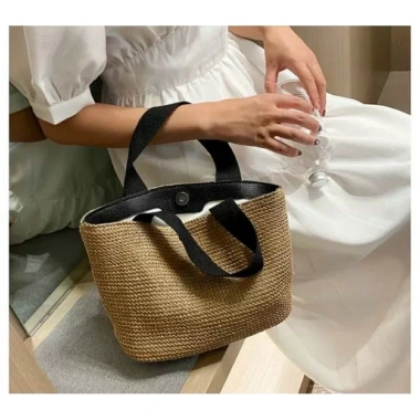 Túi Cói Đi Biển Vải Mềm Hot Trend Nữ Quai Đen/Trắng FREESHIP Giá 38.900₫ 9