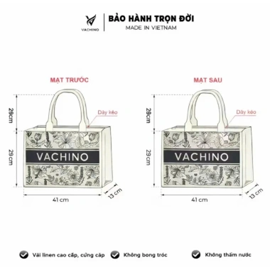 Túi cói du lịch Vintage VACHINO TX038 - hoa lá mát, thân thiện môi trường, bảo hành 12 tháng, chỉ 87.000₫ 9