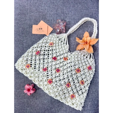 Túi cối handmade đính hoa xinh đi biển cafe học, giảm giá 139k