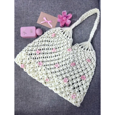 Túi cối handmade đính hoa xinh đi biển cafe học, giảm giá 139k 4 Túi cối handmade đính hoa xinh đi biển cafe học, giảm giá 139k 4