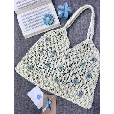 Túi cối handmade đính hoa xinh đi biển cafe học, giảm giá 139k