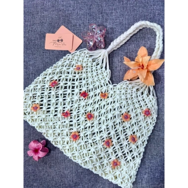 Túi cối handmade đính hoa xinh đi biển cafe học, giảm giá 139k