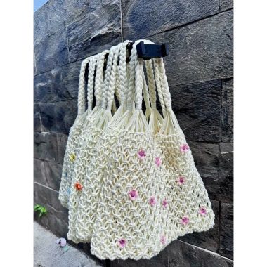 Túi cối handmade đính hoa xinh đi biển cafe học, giảm giá 139k