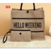 Túi Cói Hello Weekend kèm ví - Phong cách Hàn Quốc, du lịch biển 49.000 VND