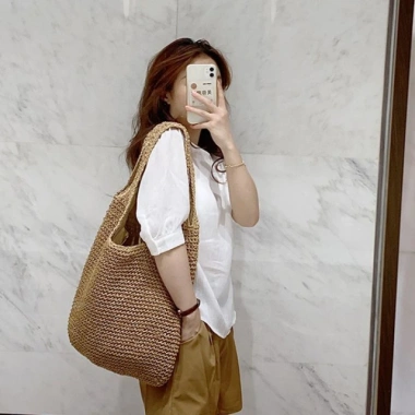 Túi cói Hobo cỡ lớn 2 dây đeo - Túi lang thang Bohemian, giảm còn 120.000 VND