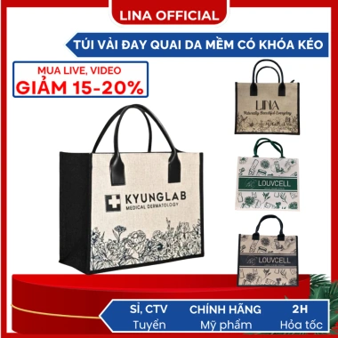 Túi Cói Kyunglab Canvas Lina 36cm - Xách công sở, du lịch, đi biển, khóa kéo, giá 129k 2