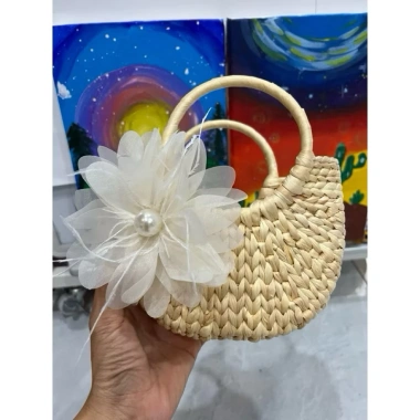 Túi cói lục bình vintage xinh cho mẹ và bé - phong cách đi biển, chụp ảnh decor, giảm còn 55.000 VND