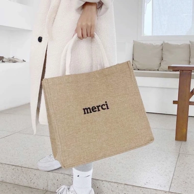 Túi Cói Merci Loại 1 có đế đệm đáy, lớp PE cao cấp chống thấm - Giá 29.000₫ 6