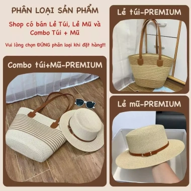 Túi Cói & Mũ Cói Đi Biển Phối Đai Da Hàn Quốc - Nón Cói Che Nắng Du Lịch 45.000₫ 9