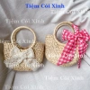 Túi Cói Nhỏ Mini 15cm Đính Hoa và Nơ Siêu Dễ Thương - Tiệm Cói Xinh Giá 65k 7