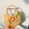 Túi Cói Nhỏ Mini 15cm Đính Hoa và Nơ Siêu Dễ Thương - Tiệm Cói Xinh Giá 65k 9