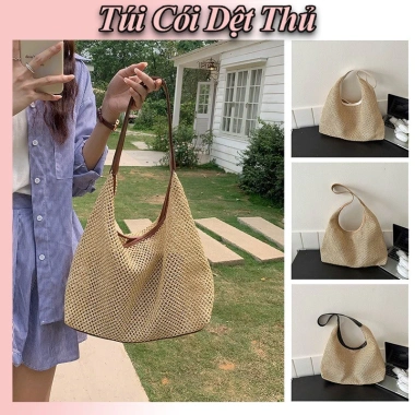 Túi Cói Nữ Dệt Thủ Kiểu Hàn Quốc Đeo Vai - Đựng Đồ Tiện Lợi, Giá 84.892 VNĐ
