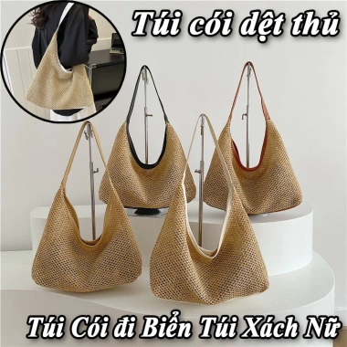 Túi Cói Nữ Dệt Thủ Kiểu Hàn Quốc Đeo Vai - Đựng Đồ Tiện Lợi, Giá 84.892 VNĐ