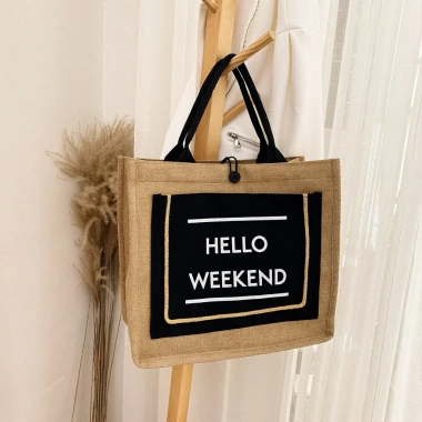 Túi Cói Nữ Hello Weekend Hot Trend Phong Cách Hàn Quốc - Đẹp, Rẻ, Giá 37k Du Lịch Biển 2