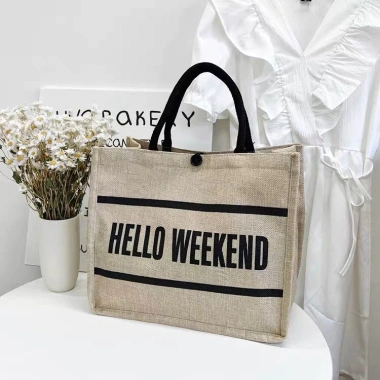Túi Cói Nữ Hello Weekend Hot Trend Phong Cách Hàn Quốc - Đẹp, Rẻ, Giá 37k Du Lịch Biển 4
