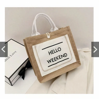 Túi Cói Nữ Hello Weekend Hot Trend Phong Cách Hàn Quốc - Đẹp, Rẻ, Giá 37k Du Lịch Biển 5