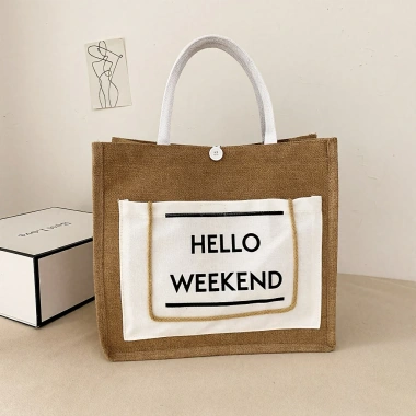 Túi Cói Nữ Hello Weekend Hot Trend Phong Cách Hàn Quốc - Đẹp, Rẻ, Giá 37k Du Lịch Biển 6
