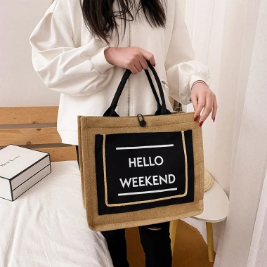 Túi Cói Nữ Hello Weekend Hot Trend Phong Cách Hàn Quốc - Đẹp, Rẻ, Giá 37k Du Lịch Biển 7
