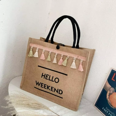 Túi Cói Nữ Hello Weekend Hot Trend Phong Cách Hàn Quốc - Đẹp, Rẻ, Giá 37k Du Lịch Biển 10