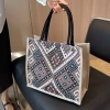 Túi cói quai xách vải canva cỡ lớn họa tiết thổ cẩm – Tote dạo phố, đi biển chỉ 42.500₫ 2
