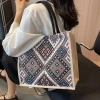 Túi cói quai xách vải canva cỡ lớn họa tiết thổ cẩm – Tote dạo phố, đi biển chỉ 42.500₫ 5