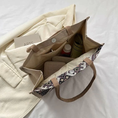 Túi cói quai xách vải canva cỡ lớn họa tiết thổ cẩm – Tote dạo phố, đi biển chỉ 42.500₫ 6