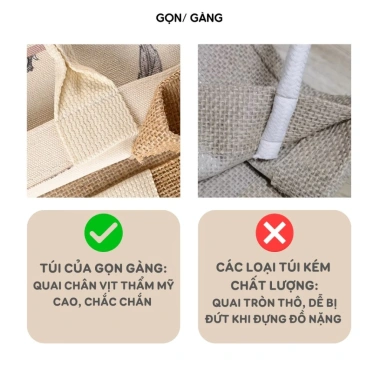 Túi Cói Vintage Du Lịch Chống Nước, Quai Nâu Mềm, Cúc Gỗ, Form Cứng, Đựng Quần Áo Gọn Gàng