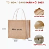 Túi Cói Vintage Du Lịch Chống Nước, Quai Nâu Mềm, Cúc Gỗ, Form Cứng, Đựng Quần Áo Gọn Gàng 10