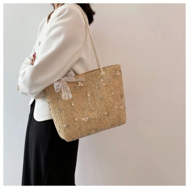 Túi cói vintage KOHATS size to, đeo vai, xách tay, khoá cúc bấm, thời trang nữ 58.998 VND 8
