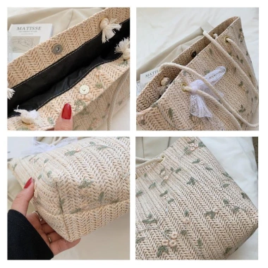 Túi cói vintage KOHATS size to, đeo vai, xách tay, khoá cúc bấm, thời trang nữ 58.998 VND 9