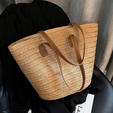 Túi Cói Xịn Xò Đan Tay và Dây Da Vintage - Phong Cách Sang Chảnh Cho Chụp Ảnh 4